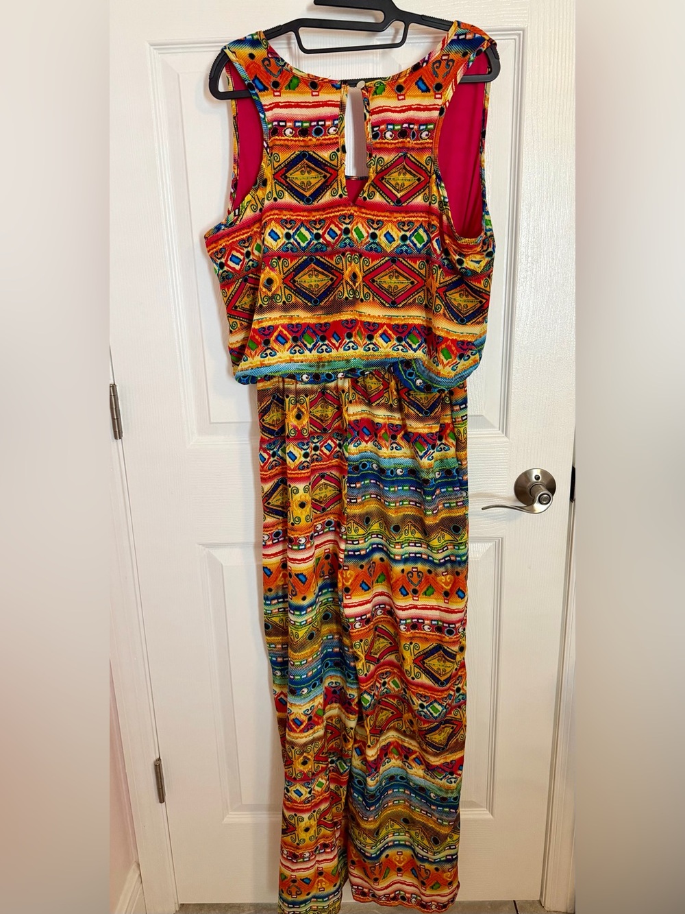 Designer Ashley Blue Colorful Tribal Summer Print Romper Sz L